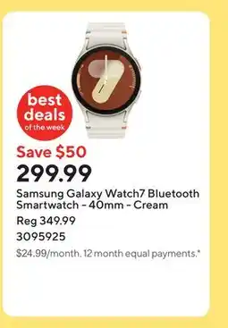 Staples Samsung Galaxy Watch7 Bluetooth Smartwatch - 40mm - Cream offer