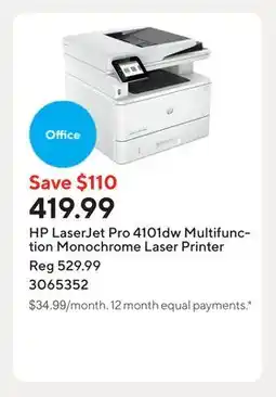 Staples HP LaserJet Pro 4101dw Multifunction Monochrome Laser Printer offer