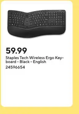 Staples Staples Tech Wireless Ergo Keyboard - Black - English offer