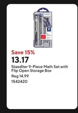 Staples Staedlter 9-Piece Math Set with Flip Open Storage Box offer