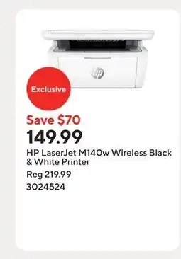 Staples HP LaserJet M140w Wireless Black & White Printer offer