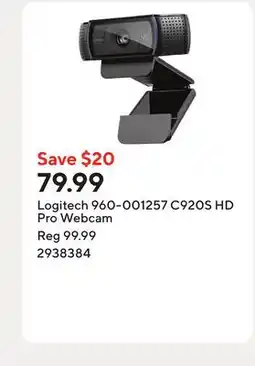 Staples Logitech 960-001257 C920S HD Pro Webcam offer