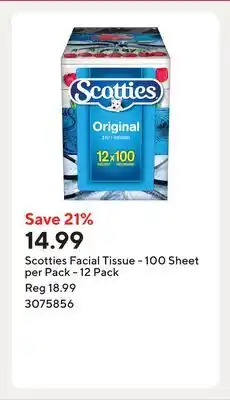 Staples Scotties Facial Tissue - 100 Sheet per Pack offer