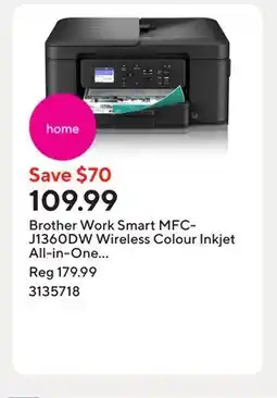Staples Brother Work Smart MFC-J1360DW Wireless Colour Inkjet All-in-One Printer offer