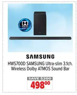 2001 Audio Video SAMSUNG Ultra-slim 3.1ch. Wireless Dolby ATMOS Sound Bar offer