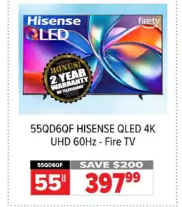 2001 Audio Video 55QD6QF HISENSE QLED 4K UHD 60Hz - Fire TV offer