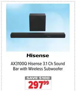 2001 Audio Video AX3100Q Hisense 3.1 Ch Sound Bar with Wireless Subwoofer offer