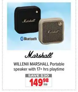 2001 Audio Video WILLENII MARSHALL Portable speaker with 17+ hrs playtime offer