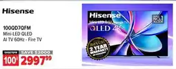 2001 Audio Video 100QD7QFM Hisense 100 Mini-LED QLED AI TV 60Hz - Fire TV offer