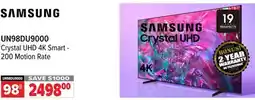 2001 Audio Video SAMSUNG Crystal UHD 4K Smart - 200 Motion Rate TV offer