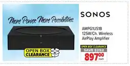 2001 Audio Video SONOS AMPG1US1B 125W/Ch. Wireless AirPlay Amplifier offer