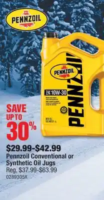 PartSource Pennzoil Conventional or Synthetic Oil Jugs offer