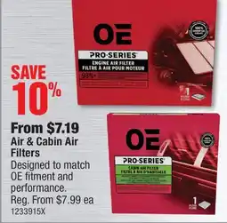 PartSource OE Air & Cabin Air Filters offer