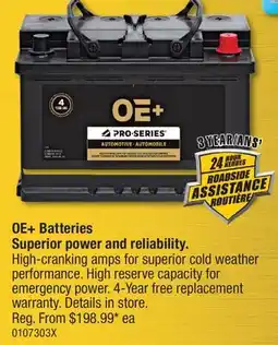 PartSource OE+ Batteries offer