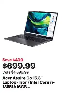 Best Buy Acer Aspire Go 15.3 Laptop - Iron (Intel Core i7-1355U/16GB RAM/512GB SSD/Windows 11) offer