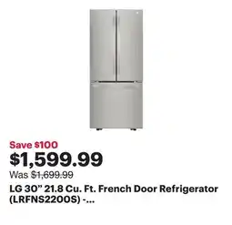 Best Buy LG 30 21.8 Cu. Ft. French Door Refrigerator (LRFNS2200S) - Stainless Steel offer