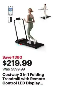 Best Buy Costway 3 in 1 Folding Treadmill with Remote Control LED Display and APP for Home offer