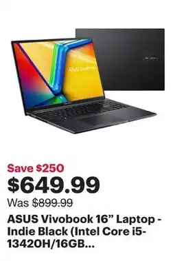 Best Buy ASUS Vivobook 16 Laptop - Indie Black (Intel Core i5-13420H/16GB RAM/512GB SSD/Windows 11) offer