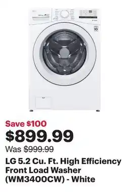 Best Buy LG 5.2 Cu. Ft. High Efficiency Front Load Washer (WM3400CW) - White offer