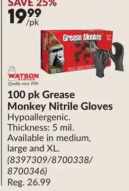 Princess Auto 100 pk Grease Monkey Nitrile Gloves offer