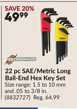 Princess Auto 22 pc SAE/Metric Long Ball-End Hex Key Set offer