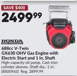 Princess Auto 688cc V-Twin GX630 OHV Gas Engine with Electric Start and 1 in. Shaft offer