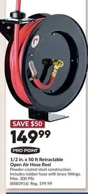 Princess Auto 1/2 in. x 50 ft Retractable Open Air Hose Reel offer