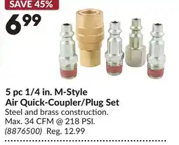 Princess Auto 5 pc 1/4 in. M-Style Air Quick-Coupler/Plug Set offer