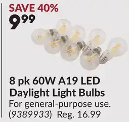 Princess Auto 8 pk 60W A19 LED Daylight Light Bulbs offer