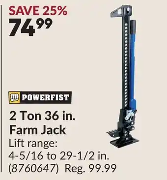 Princess Auto 2 Ton 36 in. Farm Jack offer