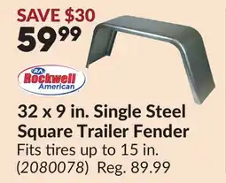 Princess Auto 32 x 9 in. Single Steel Square Trailer Fender offer