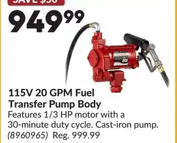 Princess Auto 115V 20 GPM Fuel Transfer Pump Body offer