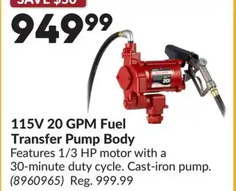 Princess Auto 115V 20 GPM Fuel Transfer Pump Body offer
