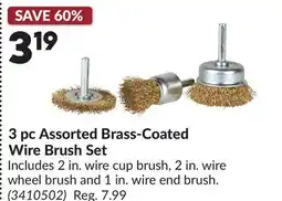 Princess Auto 3 pc Assorted Brass-Coated Wire Brush Set offer