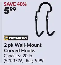 Princess Auto 2 pk Wall-Mount Curved Hooks offer