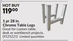 Princess Auto 1 pr 28 in. Chrome Table Legs offer