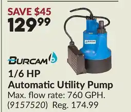 Princess Auto 1/6 HP Automatic Utility Pump offer