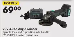 Princess Auto 20V 4.0Ah Angle Grinder offer