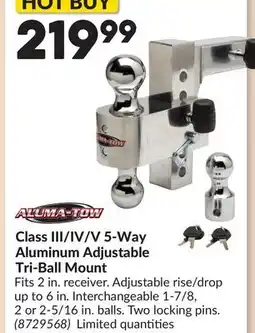 Princess Auto Class III/IV/V 5-Way Aluminum Adjustable Tri-Ball Mount offer