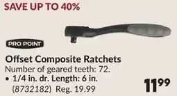 Princess Auto 1/4 in. dr. Length: 6 in. Offset Composite Ratchets offer
