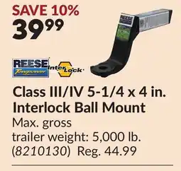 Princess Auto Class III/IV 5-1/4 x 4 in. Interlock Ball Mount offer