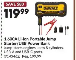 Princess Auto 1,600A Li-ion Portable Jump Starter/USB Power Bank offer