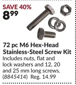 Princess Auto 72 pc M6 Hex-Head Stainless-Steel Screw Kit offer