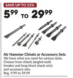 Princess Auto Air Hammer Chisels or Accessory Sets offer
