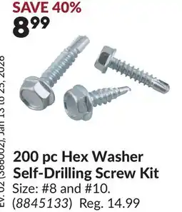 Princess Auto 200 pc Hex Washer Self-Drilling Screw Kit offer