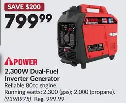 Princess Auto 2,300W Dual-Fuel Inverter Generator offer