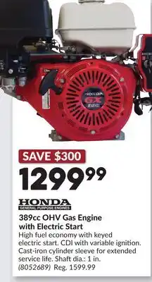 Princess Auto 389cc OHV Gas Engine with Electric Start offer