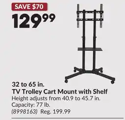 Princess Auto 32 to 65 in. TV Trolley Cart Mount with Shelf offer