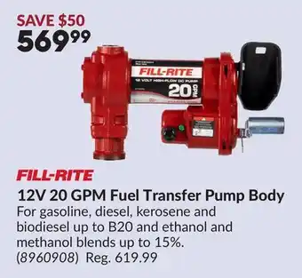 Princess Auto 12V 20 GPM Fuel Transfer Pump Body offer