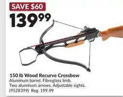 Princess Auto 150 lb Wood Recurve Crossbow offer